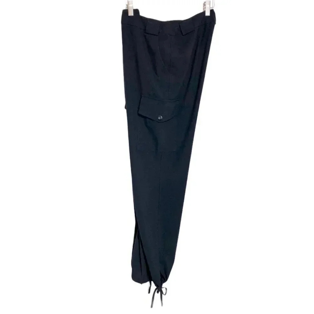 INC 8 black cargo jogger dress pants Career Trendy Drawstring Hem Sexy Style